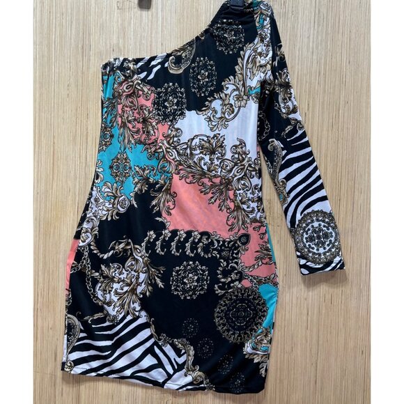 Women's Floral Print Asymmetrical Dress - Multicolor - Medium - Picture 2 of 13